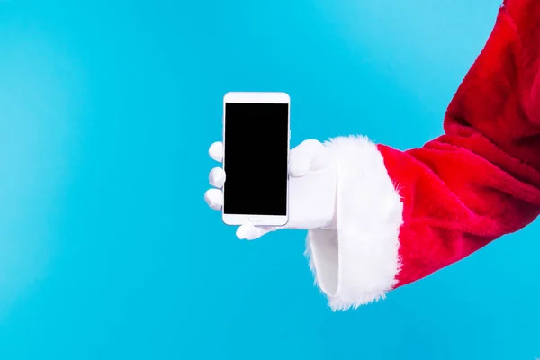 Papai Noel Com Seu Celular — Fotografia de Stock