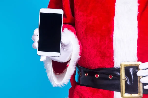 Papai Noel Com Seu Celular — Fotografia de Stock