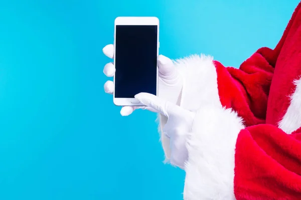 Święty Mikołaj Swoją Komórką — Zdjęcie stockowe