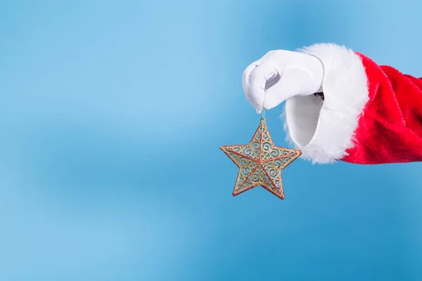 Julstjärneinredning Tomtens Hand Julkort Jultomten Händer Hålla Jul Eller Nyår — Stockfoto