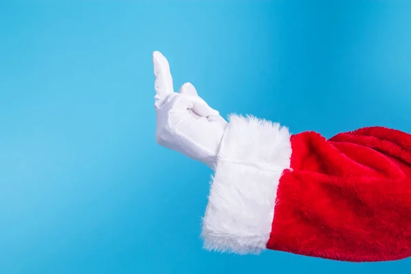 Święty Mikołaj Robi Negatywny Gest Przeciwko Bożemu Narodzeniu Palcem Wskazującym — Zdjęcie stockowe
