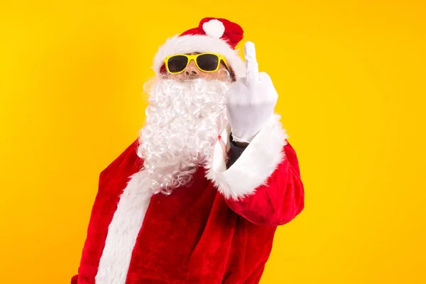 Papai Noel Fazendo Gesto Negativo Contra Natal Com Dedo Indicador — Fotografia de Stock