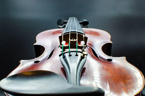 Violino Professionale Dal Punto Vista Dei Suonatori Girato Uno Studio — Foto Stock