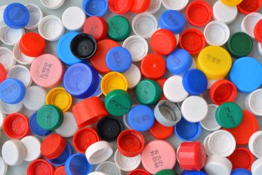 Renkli plastik kapaklar dokusuna.