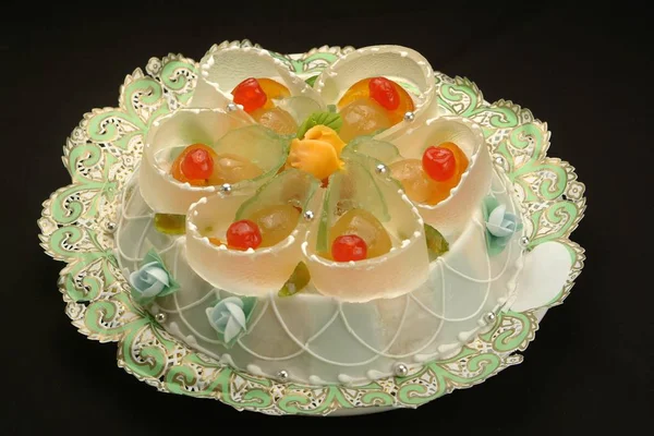 Ricetta Cucina Italiana Tradizionale Dessert Siciliano Cassata Preparata Con Marzapane — Foto Stock