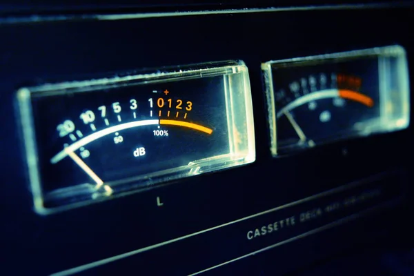 Närbild Analoga Ljud Meter — Stockfoto