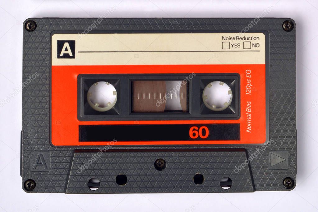 Close up of audiocassette tapes.