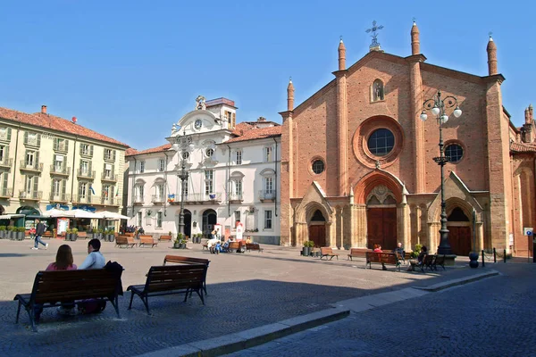 Asti Piemonte Itália 2007 Praça Secondo Com Prefeitura Igreja Secondo — Fotografia de Stock