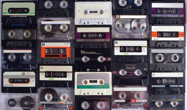 Texture of audiocassette tapes — Stock Photo, Image