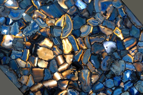 Parede de pedra ágata transparente azul — Fotografia de Stock