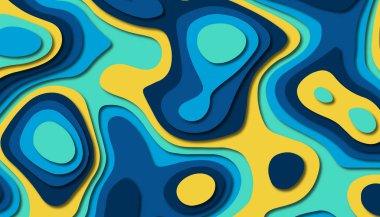 3D soyut kağıt sanat tarzı, iş sunumları, el ilanları, posterler, baskılar, dekorasyon, kartları, broşür kapak için tasarım düzen