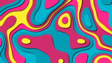 Kağıt Sanat karikatür soyut dalgalar. Kağıt arka plan bölmek. Modern origami tasarım şablonu. Kağıt arka plan kes. Soyut gerçekçi kağıt dekorasyon dokulu tasarımı için