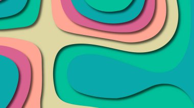 Kağıt Sanat karikatür soyut dalgalar. Kağıt arka plan bölmek. Modern origami tasarım şablonu. Kağıt arka plan kes. Soyut gerçekçi kağıt dekorasyon dokulu tasarımı için