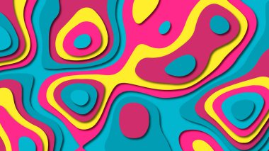 Kağıt Sanat karikatür soyut dalgalar. Kağıt arka plan bölmek. Modern origami tasarım şablonu. Kağıt arka plan kes. Soyut gerçekçi kağıt dekorasyon dokulu tasarımı için