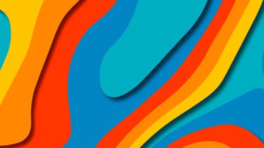 Kağıt Sanat karikatür soyut dalgalar. Kağıt arka plan bölmek. Modern origami tasarım şablonu. Kağıt arka plan kes. Soyut gerçekçi kağıt dekorasyon dokulu tasarımı için