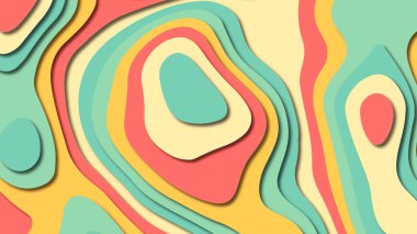 Kağıt Sanat karikatür soyut dalgalar. Kağıt arka plan bölmek. Modern origami tasarım şablonu. Kağıt arka plan kes. Soyut gerçekçi kağıt dekorasyon dokulu tasarımı için