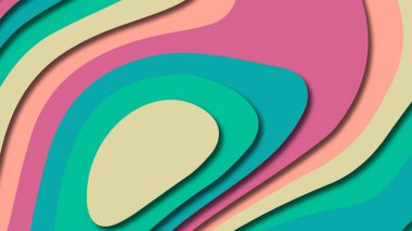 Kağıt Sanat karikatür soyut dalgalar. Kağıt arka plan bölmek. Modern origami tasarım şablonu. Kağıt arka plan kes. Soyut gerçekçi kağıt dekorasyon dokulu tasarımı için