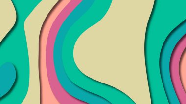 Kağıt Sanat karikatür soyut dalgalar. Kağıt arka plan bölmek. Modern origami tasarım şablonu. Kağıt arka plan kes. Soyut gerçekçi kağıt dekorasyon dokulu tasarımı için