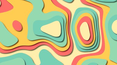 Kağıt Sanat karikatür soyut dalgalar. Kağıt arka plan bölmek. Modern origami tasarım şablonu. Kağıt arka plan kes. Soyut gerçekçi kağıt dekorasyon dokulu tasarımı için