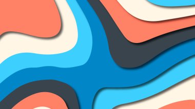 Kağıt Sanat karikatür soyut dalgalar. Kağıt arka plan bölmek. Modern origami tasarım şablonu. Kağıt arka plan kes. Soyut gerçekçi kağıt dekorasyon dokulu tasarımı için