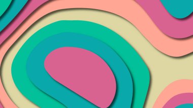 Kağıt Sanat karikatür soyut dalgalar. Kağıt arka plan bölmek. Modern origami tasarım şablonu. Kağıt arka plan kes. Soyut gerçekçi kağıt dekorasyon dokulu tasarımı için