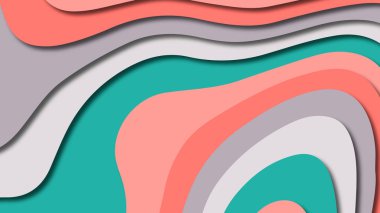 Kağıt Sanat karikatür soyut dalgalar. Kağıt arka plan bölmek. Modern origami tasarım şablonu. Kağıt arka plan kes. Soyut gerçekçi kağıt dekorasyon dokulu tasarımı için