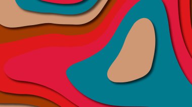 Kağıt Sanat karikatür soyut dalgalar. Kağıt arka plan bölmek. Modern origami tasarım şablonu. Kağıt arka plan kes. Soyut gerçekçi kağıt dekorasyon dokulu tasarımı için