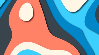 Kağıt Sanat karikatür soyut dalgalar. Kağıt arka plan bölmek. Modern origami tasarım şablonu. Kağıt arka plan kes. Soyut gerçekçi kağıt dekorasyon dokulu tasarımı için