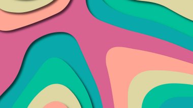 Kağıt Sanat karikatür soyut dalgalar. Kağıt arka plan bölmek. Modern origami tasarım şablonu. Kağıt arka plan kes. Soyut gerçekçi kağıt dekorasyon dokulu tasarımı için