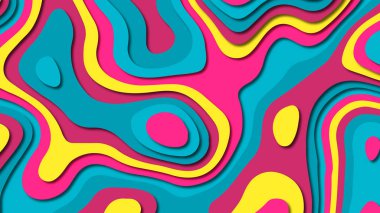 Kağıt Sanat karikatür soyut dalgalar. Kağıt arka plan bölmek. Modern origami tasarım şablonu. Kağıt arka plan kes. Soyut gerçekçi kağıt dekorasyon dokulu tasarımı için