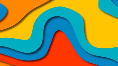 Kağıt Sanat karikatür soyut dalgalar. Kağıt arka plan bölmek. Modern origami tasarım şablonu. Kağıt arka plan kes. Soyut gerçekçi kağıt dekorasyon dokulu tasarımı için