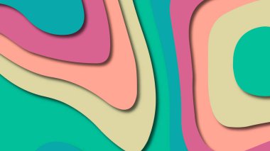 Kağıt Sanat karikatür soyut dalgalar. Kağıt arka plan bölmek. Modern origami tasarım şablonu. Kağıt arka plan kes. Soyut gerçekçi kağıt dekorasyon dokulu tasarımı için