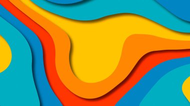 Kağıt Sanat karikatür soyut dalgalar. Kağıt arka plan bölmek. Modern origami tasarım şablonu. Kağıt arka plan kes. Soyut gerçekçi kağıt dekorasyon dokulu tasarımı için