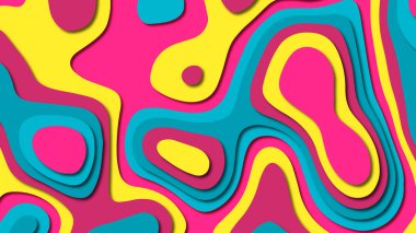 Kağıt Sanat karikatür soyut dalgalar. Kağıt arka plan bölmek. Modern origami tasarım şablonu. Kağıt arka plan kes. Soyut gerçekçi kağıt dekorasyon dokulu tasarımı için