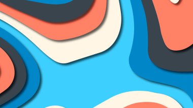 Kağıt Sanat karikatür soyut dalgalar. Kağıt arka plan bölmek. Modern origami tasarım şablonu. Kağıt arka plan kes. Soyut gerçekçi kağıt dekorasyon dokulu tasarımı için