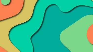 Kağıt Sanat karikatür soyut dalgalar. Kağıt arka plan bölmek. Modern origami tasarım şablonu. Kağıt arka plan kes. Soyut gerçekçi kağıt dekorasyon dokulu tasarımı için