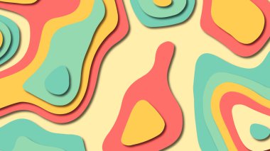 Kağıt Sanat karikatür soyut dalgalar. Kağıt arka plan bölmek. Modern origami tasarım şablonu. Kağıt arka plan kes. Soyut gerçekçi kağıt dekorasyon dokulu tasarımı için