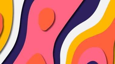 Kağıt Sanat karikatür soyut dalgalar. Kağıt arka plan bölmek. Modern origami tasarım şablonu. Kağıt arka plan kes. Soyut gerçekçi kağıt dekorasyon dokulu tasarımı için