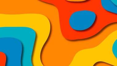 Kağıt Sanat karikatür soyut dalgalar. Kağıt arka plan bölmek. Modern origami tasarım şablonu. Kağıt arka plan kes. Soyut gerçekçi kağıt dekorasyon dokulu tasarımı için