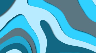 Kağıt Sanat karikatür soyut dalgalar. Kağıt arka plan bölmek. Modern origami tasarım şablonu. Kağıt arka plan kes. Soyut gerçekçi kağıt dekorasyon dokulu tasarımı için