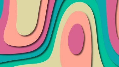 Kağıt Sanat karikatür soyut dalgalar. Kağıt arka plan bölmek. Modern origami tasarım şablonu. Kağıt arka plan kes. Soyut gerçekçi kağıt dekorasyon dokulu tasarımı için