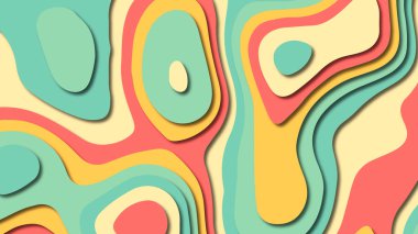 Kağıt Sanat karikatür soyut dalgalar. Kağıt arka plan bölmek. Modern origami tasarım şablonu. Kağıt arka plan kes. Soyut gerçekçi kağıt dekorasyon dokulu tasarımı için