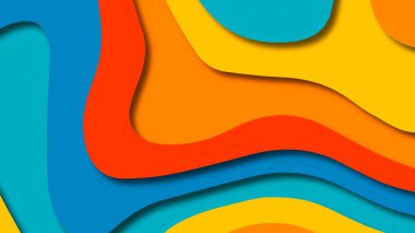 Kağıt Sanat karikatür soyut dalgalar. Kağıt arka plan bölmek. Modern origami tasarım şablonu. Kağıt arka plan kes. Soyut gerçekçi kağıt dekorasyon dokulu tasarımı için