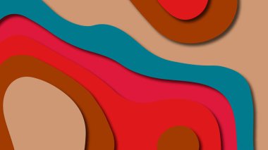 Kağıt Sanat karikatür soyut dalgalar. Kağıt arka plan bölmek. Modern origami tasarım şablonu. Kağıt arka plan kes. Soyut gerçekçi kağıt dekorasyon dokulu tasarımı için