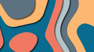 Kağıt Sanat karikatür soyut dalgalar. Kağıt arka plan bölmek. Modern origami tasarım şablonu. Kağıt arka plan kes. Soyut gerçekçi kağıt dekorasyon dokulu tasarımı için