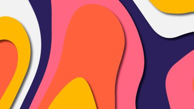 Kağıt Sanat karikatür soyut dalgalar. Kağıt arka plan bölmek. Modern origami tasarım şablonu. Kağıt arka plan kes. Soyut gerçekçi kağıt dekorasyon dokulu tasarımı için