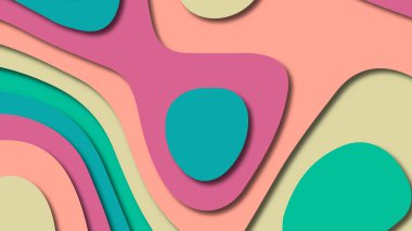 Kağıt Sanat karikatür soyut dalgalar. Kağıt arka plan bölmek. Modern origami tasarım şablonu. Kağıt arka plan kes. Soyut gerçekçi kağıt dekorasyon dokulu tasarımı için