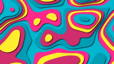 Kağıt Sanat karikatür soyut dalgalar. Kağıt arka plan bölmek. Modern origami tasarım şablonu. Kağıt arka plan kes. Soyut gerçekçi kağıt dekorasyon dokulu tasarımı için