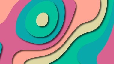 Kağıt Sanat karikatür soyut dalgalar. Kağıt arka plan bölmek. Modern origami tasarım şablonu. Kağıt arka plan kes. Soyut gerçekçi kağıt dekorasyon dokulu tasarımı için