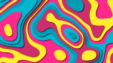 Kağıt Sanat karikatür soyut dalgalar. Kağıt arka plan bölmek. Modern origami tasarım şablonu. Kağıt arka plan kes. Soyut gerçekçi kağıt dekorasyon dokulu tasarımı için